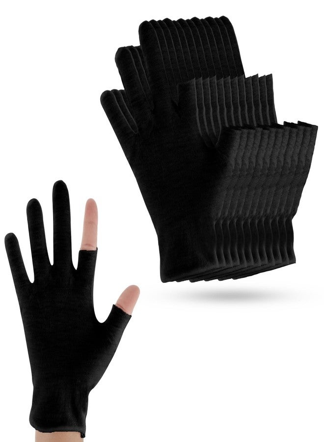 Dimeho 6 Pairs Moisturizing Cotton Gloves Touchscreen Overnight Sleeping Gloves Lightweight Nighttime Lotion Gloves for Bedtime Dry Hand Therapy Sensitive Irritated Skin SPA (Black) - Image 1